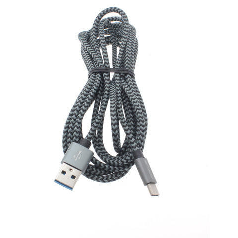 10ft USB-C Cable Charger Power Cord - Braided - Gray - Fonus R38