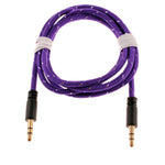3.5mm Audio Cable Aux-in Car Stereo Speaker Cord - Braided - Purple - Fonus P02