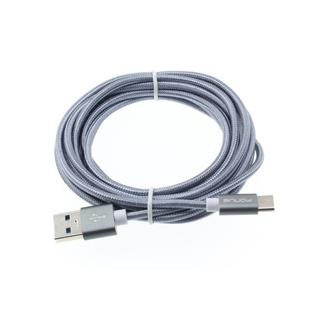 10ft USB-C Cable Charger Cord - Braided - Gray - Fonus D86 948-1