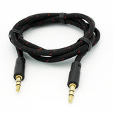 3.5mm Audio Cable Aux-in Car Stereo Speaker Cord - Braided - Black - Fonus K55