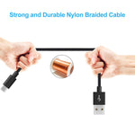 6ft USB-C Cable Charger Cord - Braided - Black - Fonus D08