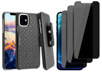 Belt Clip Case and 3 Pack Privacy Screen Protector Swivel Holster Tempered Glass Kickstand Cover Anti-Peep Anti-Spy - ZDM27+3R72