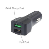 30W 2-Port Fast USB Car Charger - Smart Detect - Fonus A68