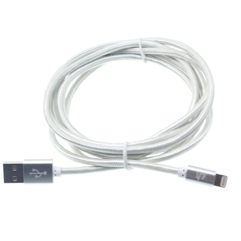 6ft MFI Certified USB to Lightning Cable - Braided - White - Pinyi - K72 874-1