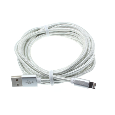 10ft MFI Certified USB to Lightning Cable - Braided - White - Pinyi - K75 877-1
