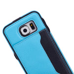 Leather Case Luxury Wallet Cover Credit Card ID Slot Stand - Aqua Blue - Selna N86