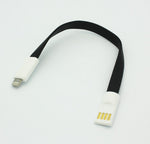 Short USB to Lightning Cable Charger Cord - Flat Magnetic - Black - E18