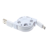 Retractable USB-C Cable Charger Power Cord - White - Fonus K08