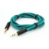 3.5mm Audio Cable Aux-in Car Stereo Speaker Cord - Braided - Green - Fonus M99