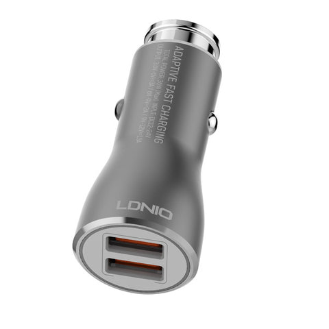 36W Fast Car Charger 2-Port USB-C Cable - Quick Charge QC3.0 - D66