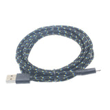 10ft Micro USB Cable Charger Cord - Braided - Black - Fonus G06