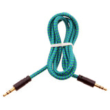 3.5mm Audio Cable Aux-in Car Stereo Speaker Cord - Braided - Green - Fonus M99