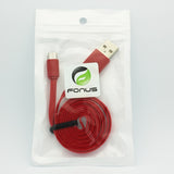 3ft Micro USB Cable Charger Cord - Flat - Red - Fonus B05