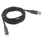6ft USB to Lightning Cable - Cotton Braided - Black - K94