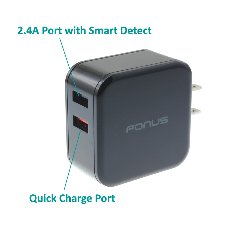30W 2-Port Fast Home Charger 6ft USB-C Cable - Fonus R45 – uzid