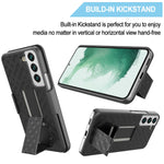 Belt Clip Case and Screen Protector Swivel Holster Tempered Glass Kickstand Cover 9H Hardness (Fingerprint Unlock) - ZDK15+Y97