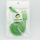3ft Micro USB Cable Charger Cord - Flat - Green - Fonus G67
