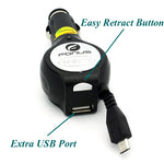 Retractable Car Charger Extra USB Port - MicroUSB - Fonus M76