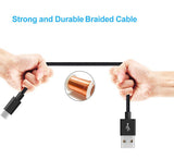 6ft USB-C to Type-C PD Cable Charger Cord - Braided - Black - Fonus R20
