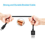 6ft USB to Lightning Cable - Cotton Braided - Black - K94