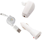 3-in-1 Home Car Charger Set - Retractable USB Cable - Lightning - K33