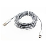 10ft USB-C Cable Charger Cord - Braided - White - Fonus B62