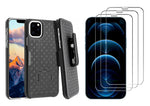 Belt Clip Case and 3 Pack Screen Protector Swivel Holster Tempered Glass Kickstand Cover 9H Hardness Anti-Glare - ZDD13+3G12