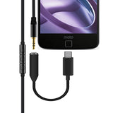 Retractable Headphone Mono Earphone - USB-C Adapter - Single Earbud - Black - Fonus S35