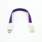 Short USB to Lightning Cable Charger Cord - Flat Magnetic - Purple - E21