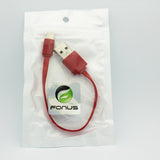 Short USB to Lightning Cable Charger Cord - Flat - Red - C06