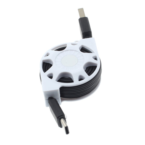 Retractable USB-C Cable Charger Power Cord - Black - Fonus C87