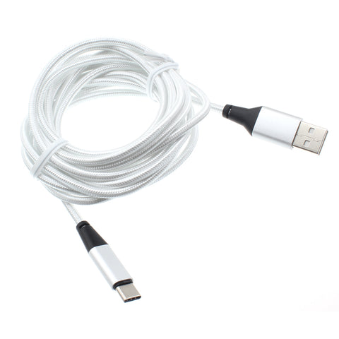 10ft USB-C Cable Charger Cord - Braided - White - Fonus R13