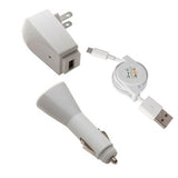3-in-1 Home Car Charger Set - Retractable USB Cable - Lightning - K33