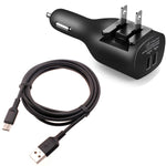 2-in-1 Car Home Charger 6ft Long USB-C Cable TYPE-C Cord Travel Power Adapter Charging Wire Folding Prongs - ZDY10