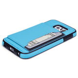 Leather Case Luxury Wallet Cover Credit Card ID Slot Stand - Aqua Blue - Selna N86