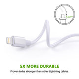 6ft MFI Certified USB to Lightning Cable - Braided - White - Pinyi - K72