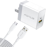 36W PD Home Charger Fast Type-C 6ft Long Cable USB-C Power Cord QC3.0 Adapter - ZDE06