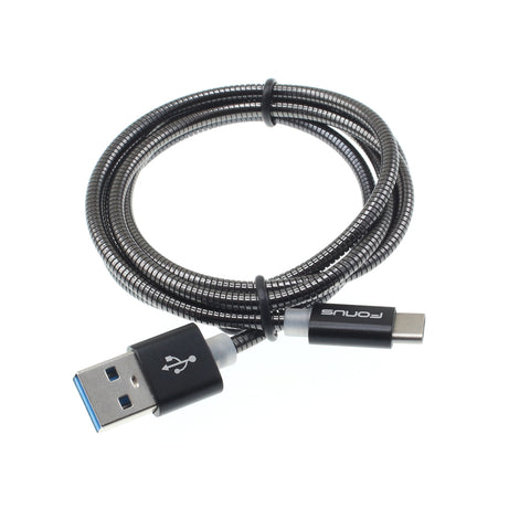 3ft USB-C Cable Charger Cord - Metal - Black - Fonus E82