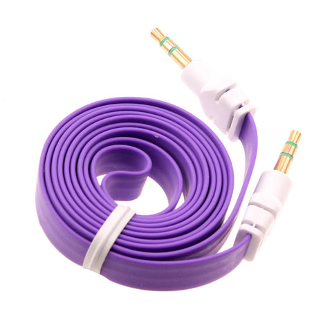 3.5mm Audio Cable Aux-in Car Stereo Speaker Cord - Flat - Purple - Fonus J08