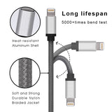 10ft MFI Certified USB to Lightning Cable - Braided - Gray - Pinyi - R27