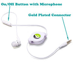 Retractable Mono Earphone 3.5mm Headphone In-Ear Single Earbud - White - Fonus S09