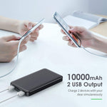 10000mAh Power Bank LED Display Backup Battery Portable Charger Slim 2-Port USB - ZDM11