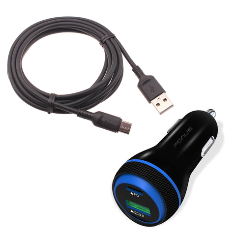 Quick Car Charger 43W 2-Port USB Cable Type-C PD Power Adapter - ZDE20