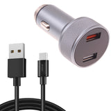 Car Charger 24W Fast 2-Port 6ft USB-C Cable DC Socket Power - ZDE15