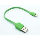 Short USB to Lightning Cable Charger Cord - Flat - Green - M65