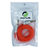 3.5mm Audio Cable Aux-in Car Stereo Speaker Cord - Flat - Orange - Fonus J04