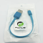 Short USB to Lightning Cable Charger Cord - Flat - Blue - M64