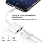 TYPE-C Headphones Adapter Earphone Jack Charger Port Splitter USB-C - White - Fonus - G27