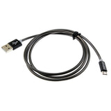 3ft Micro USB Cable Charger Cord - Metal - Black - Fonus E78