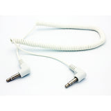 3.5mm Audio Cable Aux-in Car Stereo Speaker Cord - Right Angle - Coiled - White - Fonus G49